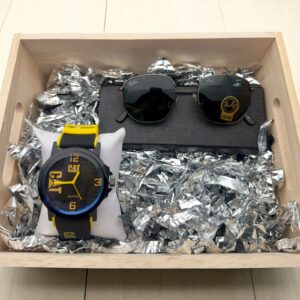 reloj caterpilar con gafas ray ban