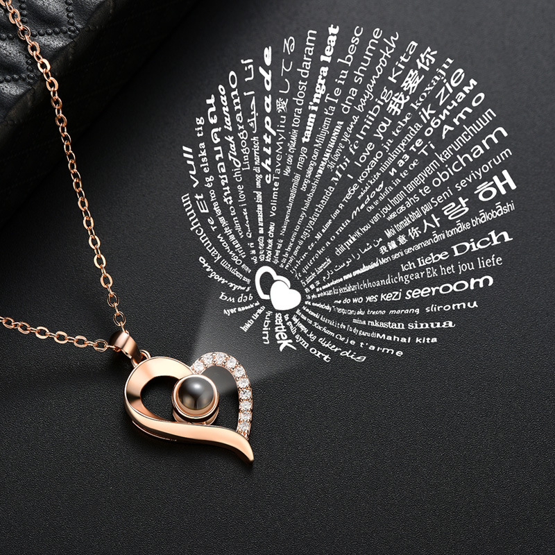 Collar "Te Amo en 100 Idiomas" – Corazón Proyector - Imagen 3