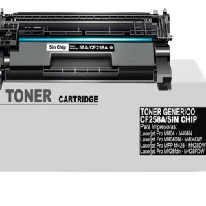 Cartucho de toner generico HP CF258A (58A)  SIN CHIP